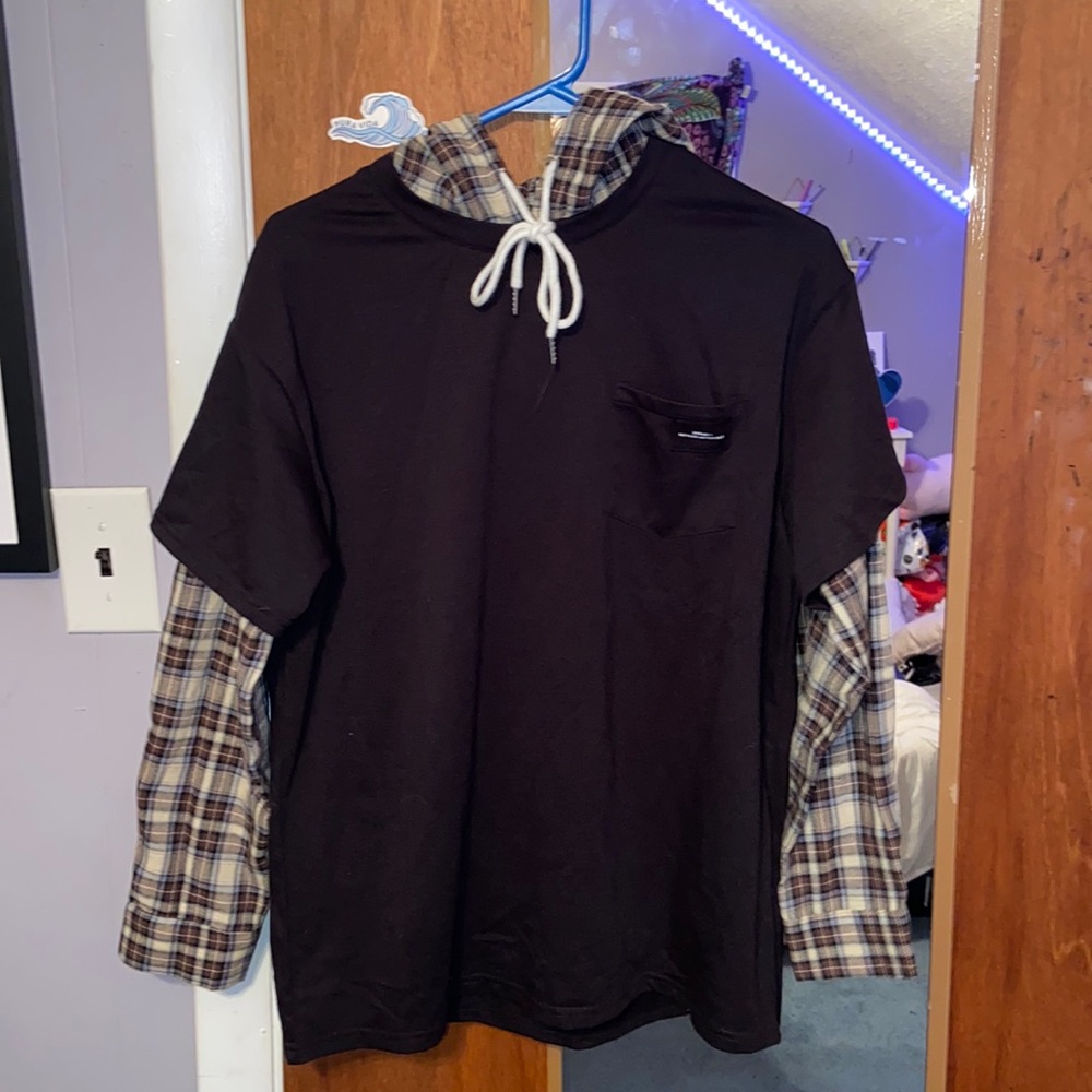 Drawstring plaid shein hoodie